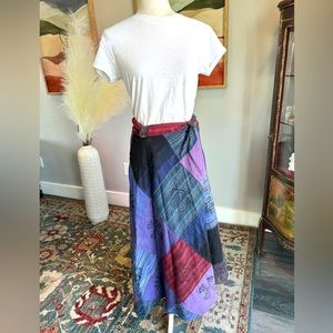 Artisan Nepal Patchwork Wrap Skirt- purple Mushroom